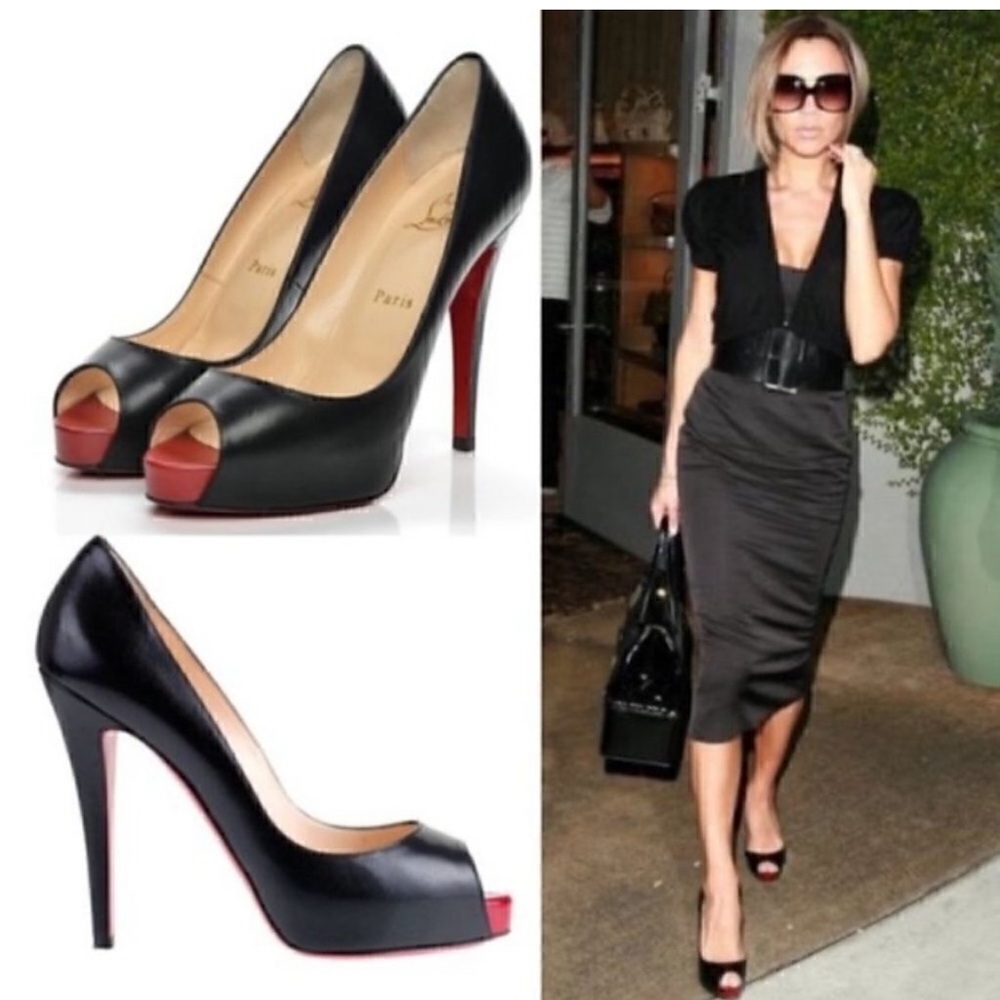 So Prive Christian Louboutin peep toe black pump size 38